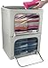 Sorbus Storage Bins Boxes, Foldable Stackable Container Organizer Basket Set with Large Clear Window & Carry Handles, for Bedding, Linen, Clothes (Window Storage Bag - 2 Pack, Gray) primary