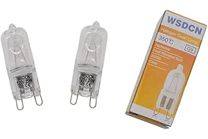 WSDCN.COM 2 Pack, Fulfilled by Amazon, WSDCN G9 120 Volt 25W Halogen Oven Lamp 350°C Oven Light Bulb, Compatible Bulb for Microwave Kitchenaid W10208564 Baseless Lamp