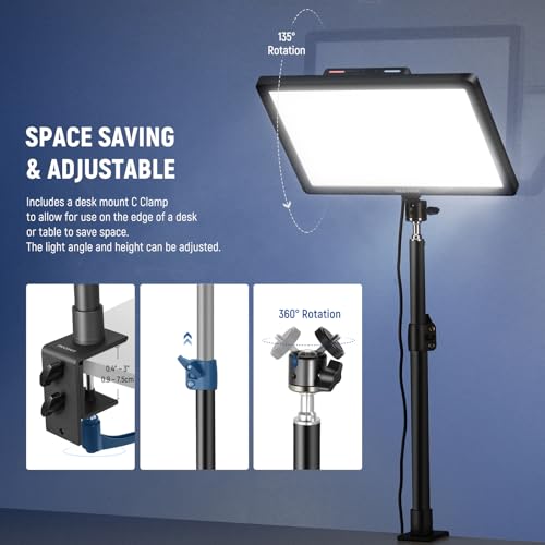 NEEWER GL1 PRO 15.5" Key Light Streaming Light, Video Light with 2.4G PC, Mac Control & iOS Android APP, 2800 Lumens LED Panel Light with Desk Clamp Compatible with Elgato Stream Deck for Gaming Zoom