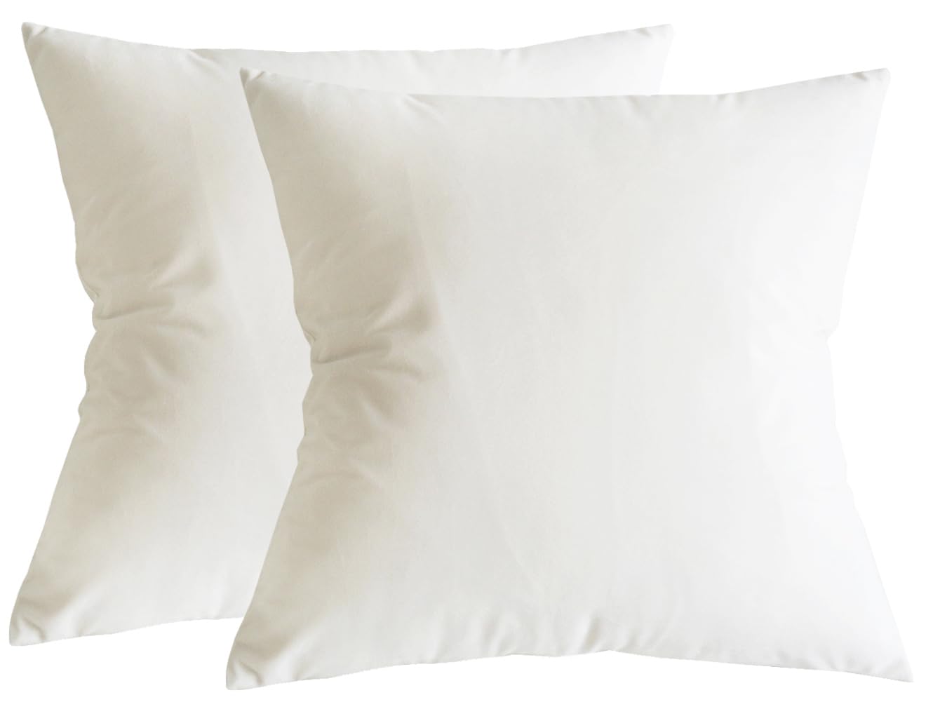 Lutanky Velvet Cushion covers 45 x 45 cm Creamy White Soft Throw Pillow Cases (Pack of 2) Decorative Square Cushion Cover for Sofa Home Decor 18 X 18 Inch