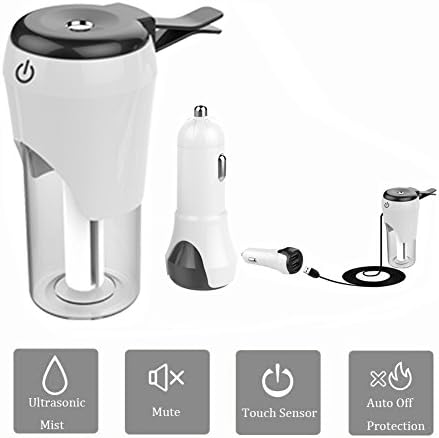 TopYart Car Diffuser Mini Car Diffuser Essential Oils Vent Clip Cool Mist with Fresh Purification Function, 50ML Ultra Compact Travel Size, with Dual USB charger for Car,Home, Office (White)