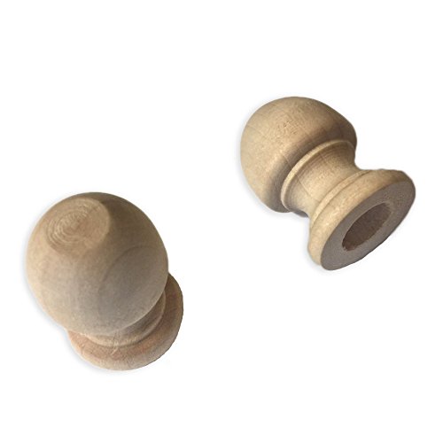 Wood Finial Dowel Cap End 1-1/16" x 3/4" with 3/8" Hole 12 Pack