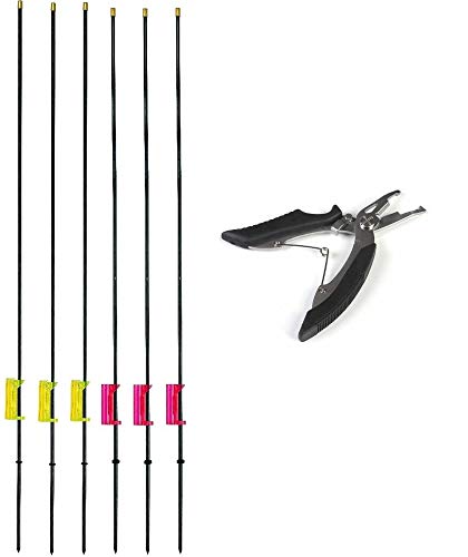 Set of 6 Monkey Climbers Bite Alarm Set 3 x Red & 3 x Yellow, 61 cm, Suitable for Glow Stick + Free Fishing Scissors