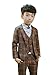 Boys Plaid Suits Formal Dress Blazer Vest Pants 3 Pieces Gray & Navy 2 Colors