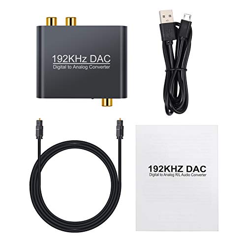 COLFULINE Updated 192kHz DAC Digital to Analog Analogue Audio Converter Coaxial Optical Toslink RCA R/L 3.5mm Audio Jack for PS3/PS4 Xbox HDTV DVD Headphone