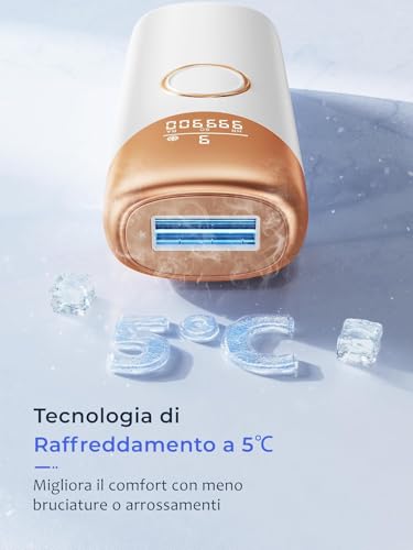19.8J Pulsed Light Epilator with Cooling Function, 999900 Pulsed Light, Laser Epilator with 9 Energy Levels, Pulsed Light Epilator for Women and Men, Armpits, Face, Whole Body
