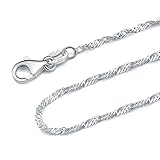 925 Sterling Silver 1.2 MM Singapore (Twisted Curb) Chain Necklace Italian Thin Strong Lobster Claw Clasp 16 - 30
