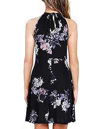 Manydress Vestido de verano para mujer, cuello halter, estampado floral, MY034