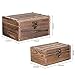 MyGift Set of 2 Rustic Brown Wood Decorative Nesting Storage Boxes, Jewelry and Trinket Wooden Chests with Latch