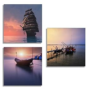 3 Piece Canvas Wall Art for Living Room Bedroom Home Artwork The Beautiful Scenery of Sunset Paintings Ready to Hang - 12"x12"x3 Panels