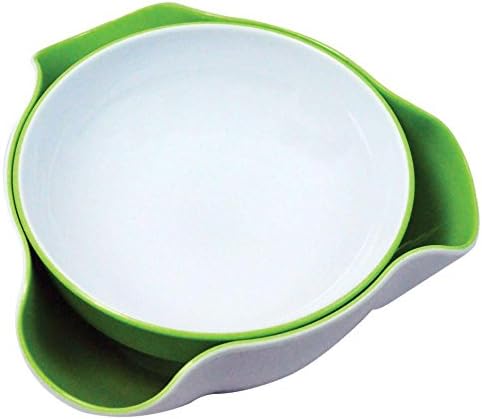 Double Dish Pistachio Snack Serving Nut Bowl BPA Free Green and White