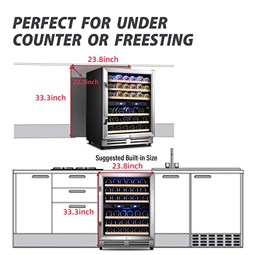 Karcassin 24 Inch Wine Cooler Refrigerator, 46 Bottle Builtin