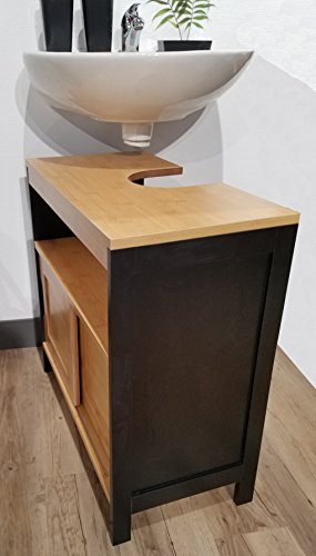 EVIDECO 9900237 Vanity Cabinet, Black,Brown, Bamboo - Thumbnail 4