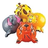 12-pack Inflatable Jungle Animal Shaped Beach Balls, Assorted Colors
