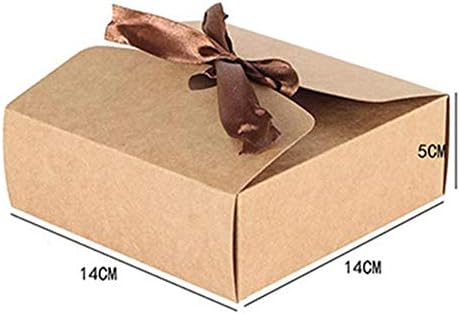 30 Pcs Small Gift Box for Cookies Candy Chocolates Kraft Paper Packing Boxes Baking Pastry Biscuits Nougat Boxes for Wedding Party (Brown, 14x14x5cm)