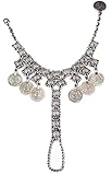 Zealmer Boho Gypsy Silver Coin Charms Slave Bracelets Hand Chain Bracelet Floral
