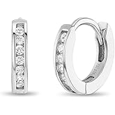 In Season Jewelry Cubic Zirconia 10mm Girls Hoop Earrings for Kids - 925 Sterling Silver Little Girl Hoop Earrings - Hypoallergenic & Comfortable with Secure Latch Closure