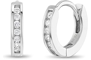 IN SEASON JEWELRY 925 Sterling Silver Cubic Zirconia Small Hoop Earrings for Infants, Toddlers, and Little Girls 0.39" - Classic and Beautiful Huggie Earrings Beautiful Jewelry for Any Special Occasion