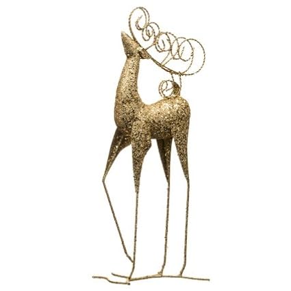 Beautiful Tall Glitter Reindeer Decoration Gold Amazon Co Uk
