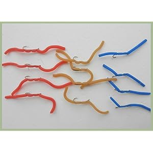 12 Mouches De Pêche En Forme De Ver, Taille 10, Couleurs Bleu, Rouge Et Terre Pour La Pêche à La Mouche