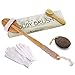 Dry Brushing Body Brush Boar Bristle Exfoliating Brush Set - Long Handle Body Brush, Face Cleansing Brush, Foot Scrub Gloves, Pumice Stone for Lymphatic Drainage Cellulite Treatment