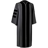 CLERKMANS Doctoral Graduation Gown PhD Regalia Doctoral Robe | Unisex Adult Sizing for Faculty and PhD Candidates at Commencement, Convocation and Degree Conferral Ceremonies