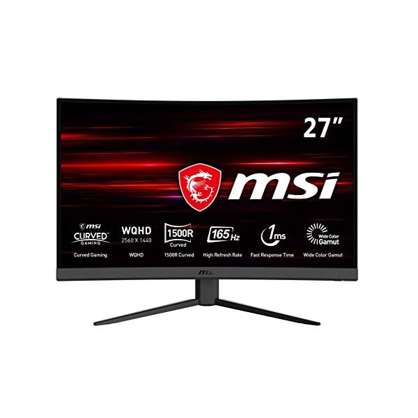 MSI Optix G27CQ4 Curved Gaming Monitor - 27 Inch, 16:9 WQHD (2560 x 1440), 1440p, 2K, VA, 165Hz, 1ms, 1500R, FreeSync…