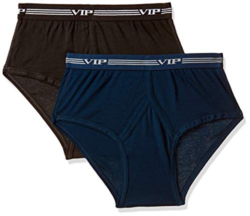 VIPMen's Cotton Brief (Pack of 2) (Spector PO2_Drk Grey and Alpine Blue_90_Drk Grey and Alpine Blue_90 CM)