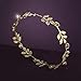 LUX ACCESSORIES Gold Tone and Rhinestone Leaf Leaves Metal Flower Crown