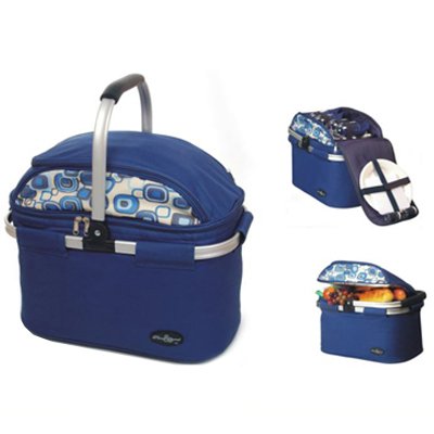 Aluminum Framed Picnic Cooler Basket in Blue
