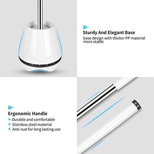 Toilet Brush 2 Packs, Toilet Bowl Brush with Holder, Silicone Toilet