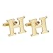 Salutto Men's Gold Letter H Cufflinks 1 Pair with Gift Box (H)