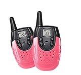 Funny Kids Walkie Talkie Gifts & Portable Unique Long Distance Two Way Toy Radio, Twin Packs Rechargeable Batteries Pretend Play Mini Walkie Talkies Toys for Outdoor Activities (Pink)