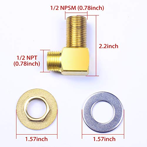 JZBRAIN Commercial Faucet Installation Kit,1/2 NPSM Short Elbow NPT Male & Male(Female Adjustable) Backsplash Mount Set for Stainless Steel Commercial Kitchen Prep & Utility Sink - Thumbnail 2