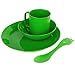 Camping Mess Kit, 16-Piece Dinnerware Set with Sporks, Plates, Bowls and Mugs, 4 Person Backpacking Lunch Gear with Mesh Travel Bag, 4 Colors, BPA Free Tableware