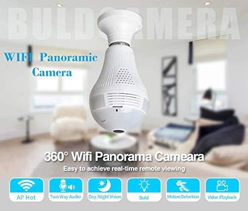 Tecbasket LED Light WiFi IP Camera Bulb Fish Eye B2-R 960P/2MP 360 Degree CCTV 3D VR Home Security WiFi Panoramic Camera with Night Vision Support