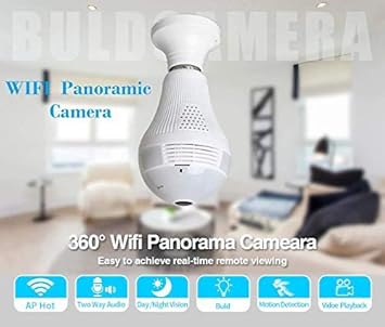 Tecbasket LED Light WiFi IP Camera Bulb Fish Eye B2-R 960P/2MP 360 Degree CCTV 3D VR Home Security WiFi Panoramic Camera with Night Vision Support