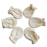 Scratch Free Newborn Mitten Organic Cotton Mitts Baby Glove for Infant 0-6 Month Unisex (Sping and Autumn 3 Pairs)