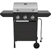 Nexgrill Propane 3 Burner Gas Grill, Side Tables with Stainless Steel Lid | Offers 27000 BTU, Built-In Thermometer, 429 Sq In Cooking Space, Porcelain-coated Steel Grate and Firebox, Warming Rack