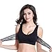 Viccki Women Lady Sexy Front Cross Adjustable Side Buckle Lace Vest Wireless Sport Bra Black