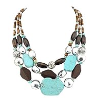 Bocar Personalized Layered Strands Turquoise Statement Chunky Necklace for Women Gifts (124)