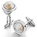 INBLUE Men's Rhodium Plated Cufflinks Silver White Globe Shirt Wedding