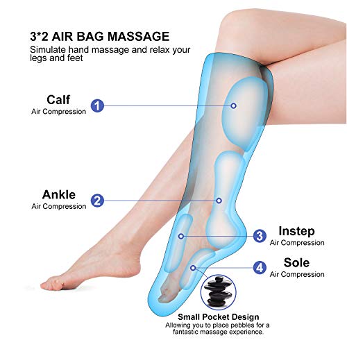 Tespo Leg Massager with Heat Air Compression Wrap Massage Foot and Calf for Circulation with Handheld Controller 3 Intensities 6 Modes, Helpful for RLS and Edema