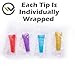 Hookah Tips, 100 Disposable BPA-Free Plastic Mouth Tips | Individually Wrapped Mouth Hose Accessories | Thick, Long Male Ends | Clean, Colorful, Recyclable