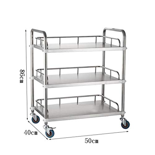Trolley Medical Treatment Car Stainless Steel Instrument Table/Medical Vehicle Surgical Vehicle/Changing Vehicle Instrument Car/Double Drawer Beauty Car