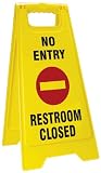 Accuform PFW432 Sturdy Plastic 2 X Fold-Ups Floor Sign, Legend"NO Entry Restroom Closed" with Graphic, 25" Height x 12" Width (at Base) and 11" Open Footprint, Red/Black on Yellow