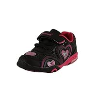 Dream Seek Girls Toddler/Little Kid/Big Kid 1346 Athletic Casual Velcro Strap Light Up Fashion Sneaker (8 M US Toddler, Black)