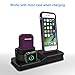 3 in 1 Premium Silicone Stand Compatible iPhone AirPods Apple Watch Charging Dock Station Holder, Compatible Apple Watch Series 4/3/2/1/AirPods, Compatible iPhone Xs MAX/XR/X/8 Plus/7 Plus Black
