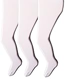 Jefferies Socks Big Girls' Microfiber Tights (Pack of 3), White, 6-8 Years
