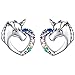 Presentski Unicorn CZ Stud Earrings 925 Sterling Silver Love Heart Cute Animal Hypoallergenic Piercing Earrings Studs for Kids Girls Women